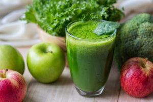 Fresh green smoothie macro shot